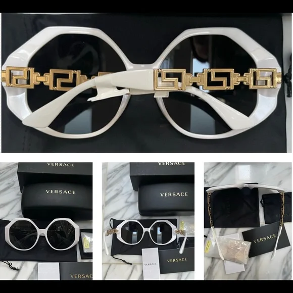 VERSACE FROM THE RUNWAY COLLECTION, WHITE GEOMETRIC FRAMES   WITH GRECA ARMS VERSACE FROM THE RUNWAY COLLECTION, WHITE GEOMETRIC  main image 3